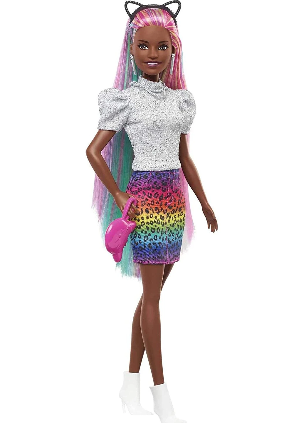 Кукла Barbie Leopard Rainbow Радужный леопард Брюнетка (GRN82) Mattel (255254461)