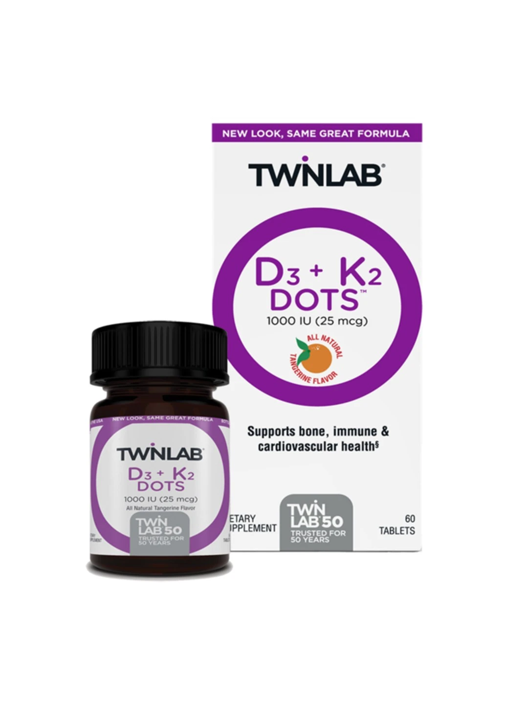 Витамин д3 + к2 D3 + K2 Dots 1000 IU (25 mcg) 60 таблеток Twinlab (255409990)