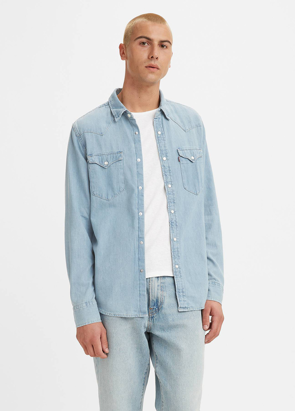 Голубой кэжуал, джинсовая рубашка однотонная Levi's