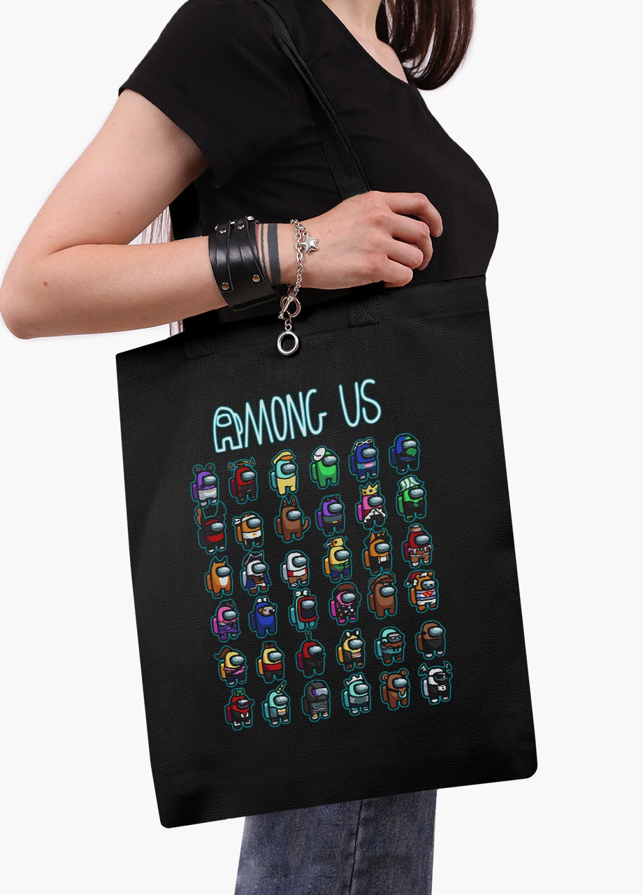 Еко сумка шоппер чорна Амонг Ас (Among Us) (9227-2587-BK) екосумка шопер 41*35 см MobiPrint (216642047)