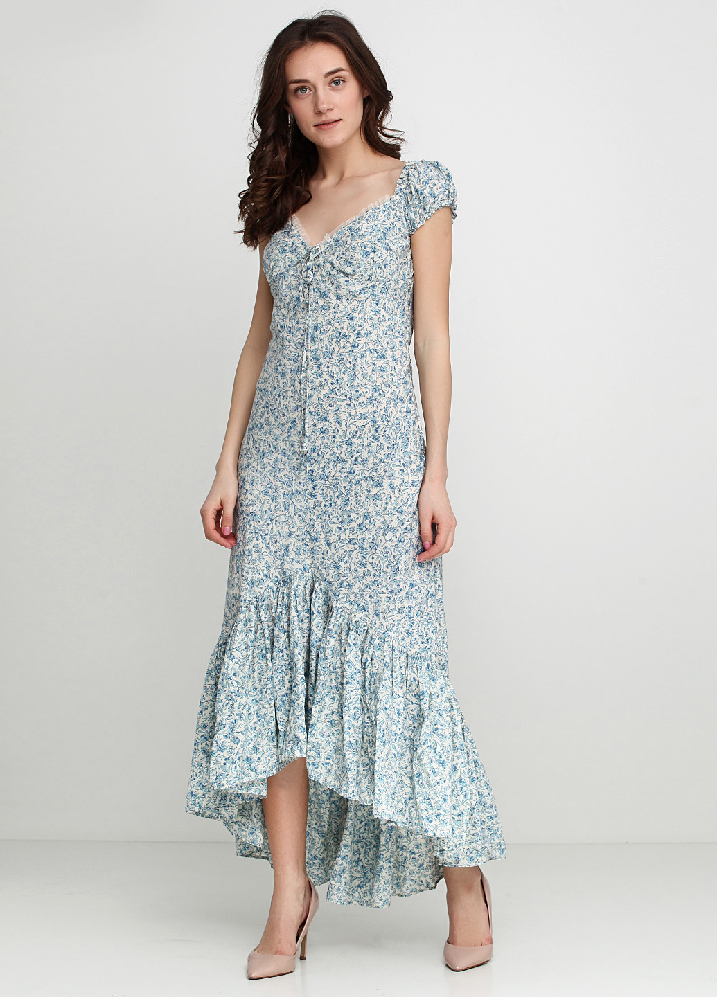 Голубое кэжуал платье Ralph Lauren с цветочным принтом