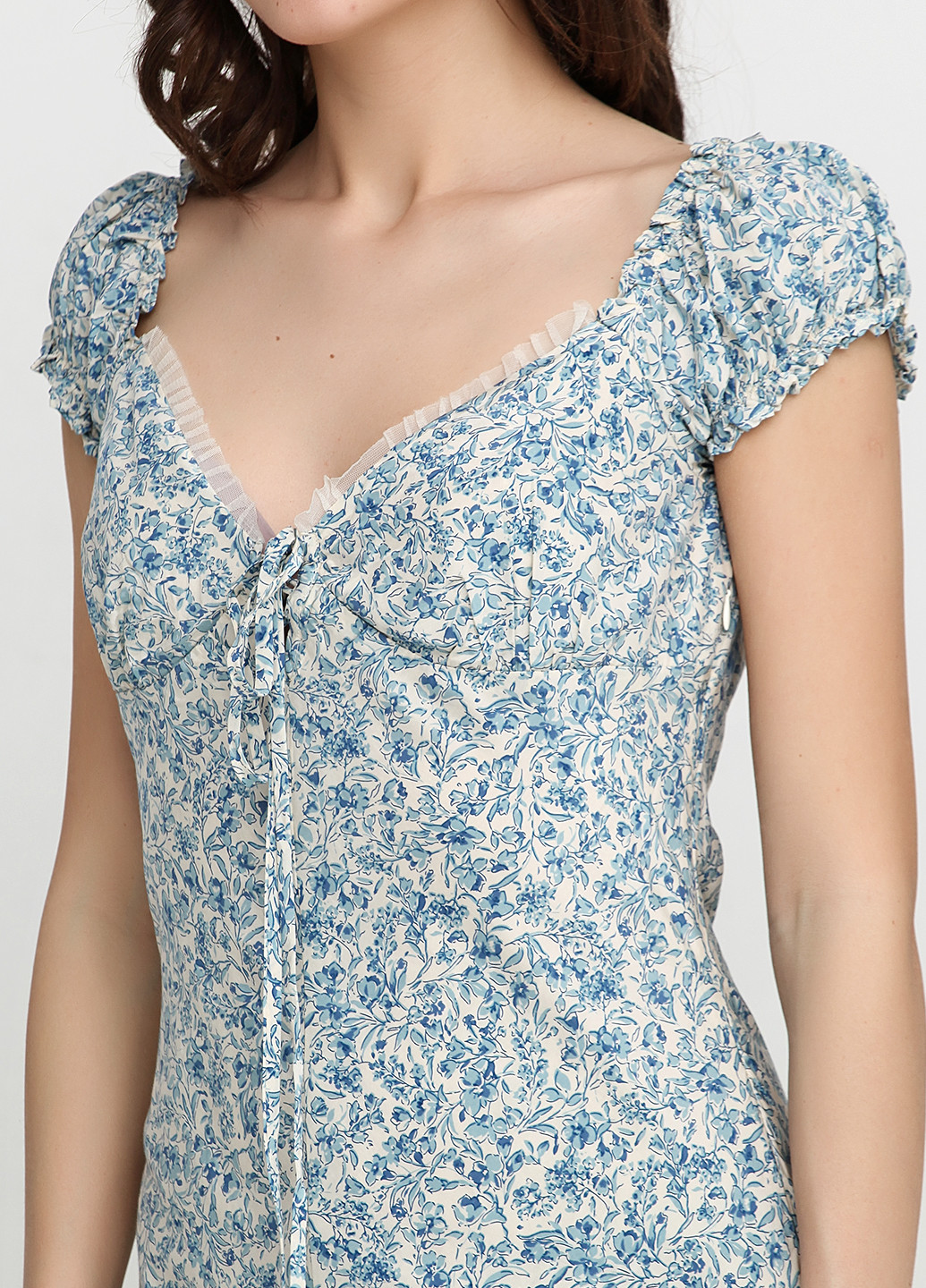 Голубое кэжуал платье Ralph Lauren с цветочным принтом