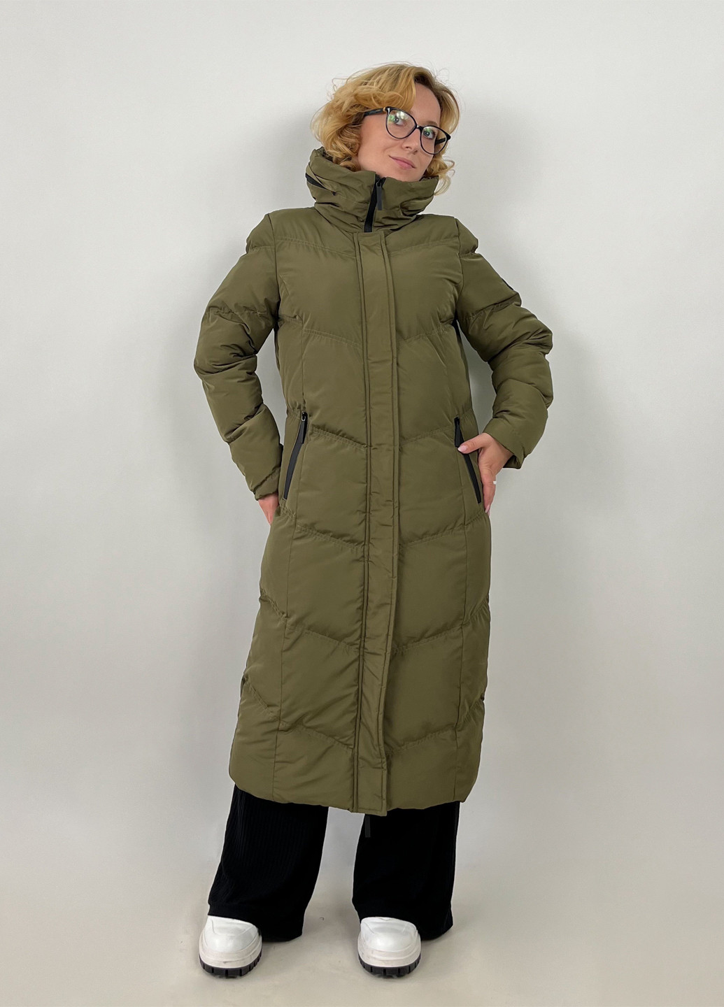 Оливкова (хакі) демісезонна куртка куртка-пальто Threadbare