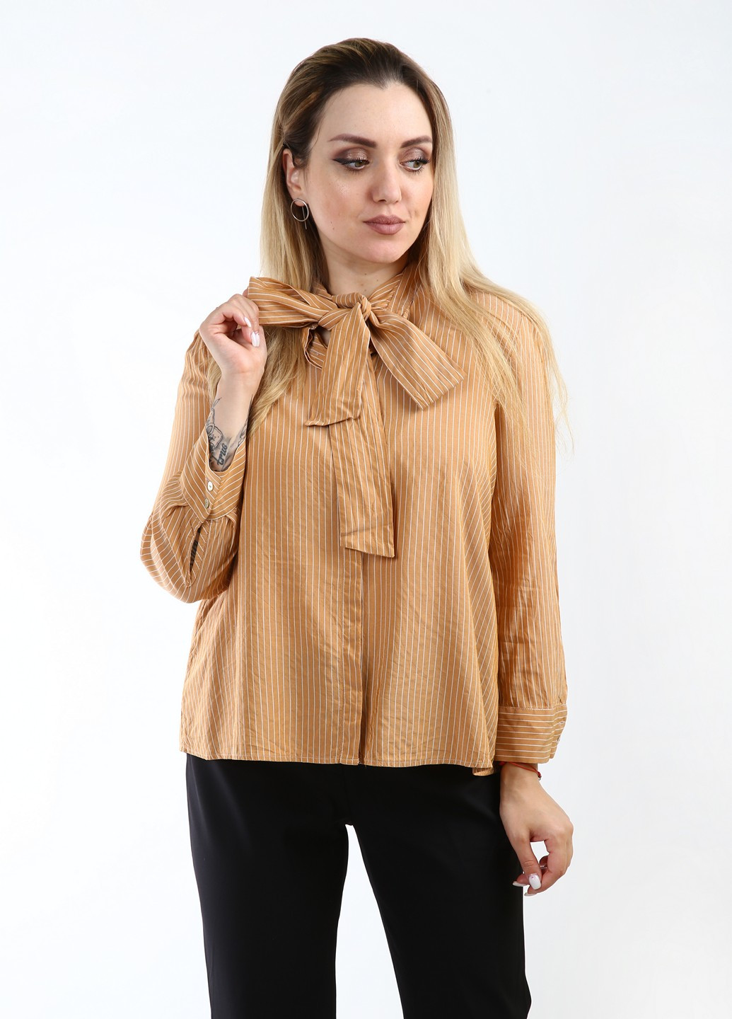 Светло-коричневая кэжуал рубашка в полоску Stefanel