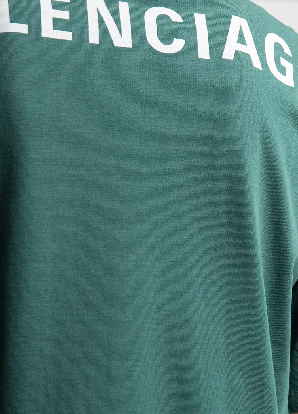 Зеленая синяя футболка с логотипом на спине Balenciaga