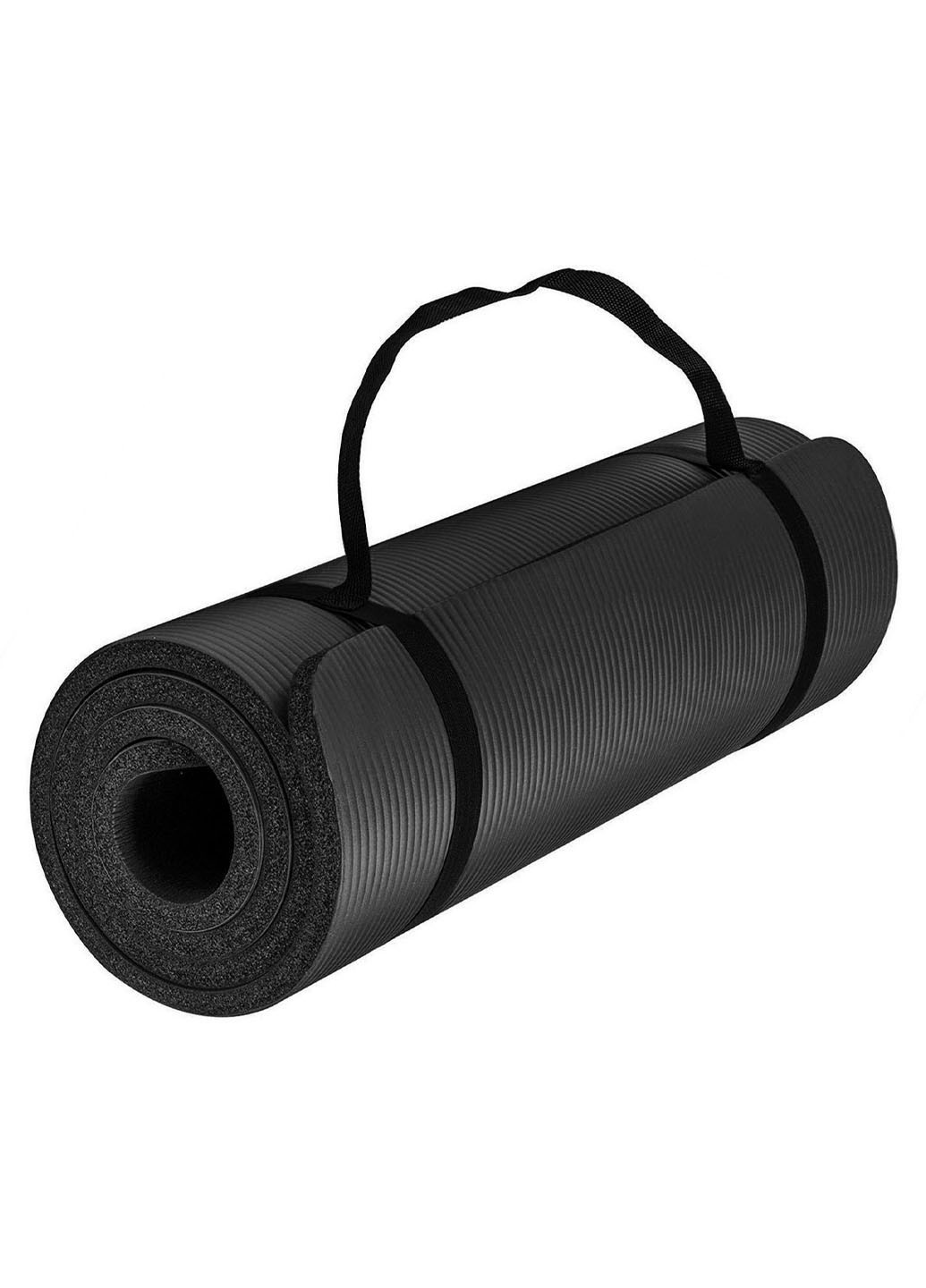 Коврик для йоги NBR HIGH-Density 10 мм черный (йогамат из вспененного каучука для фитнеса и пилатеса) EF-NK10BK EasyFit (237596257)