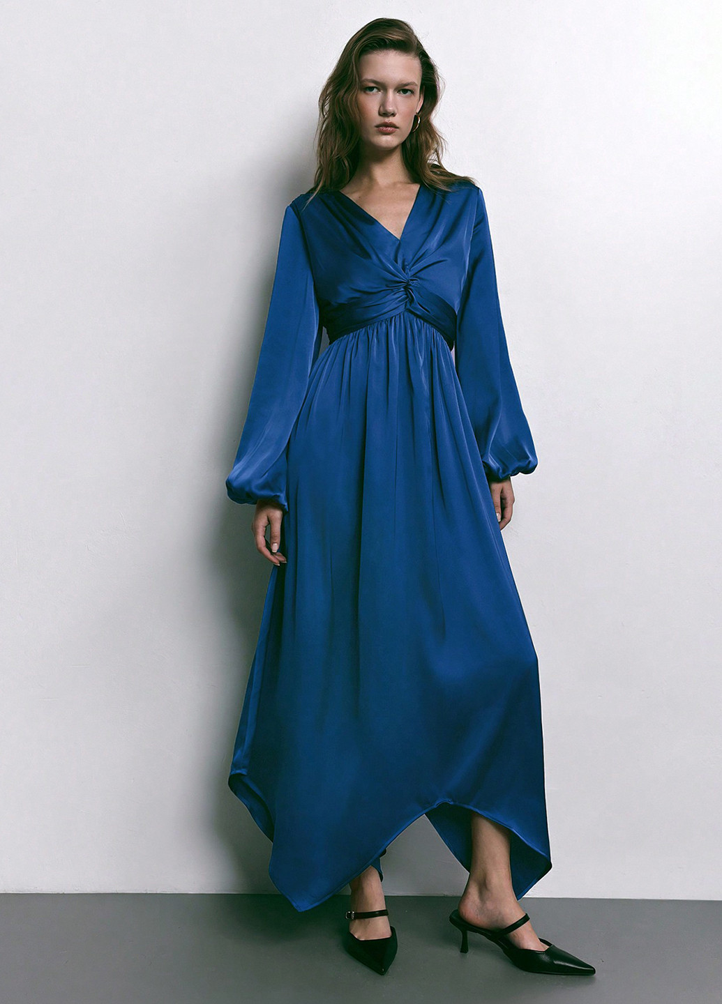 Синее кэжуал, праздничный платье в стиле ампир SHEIN однотонное