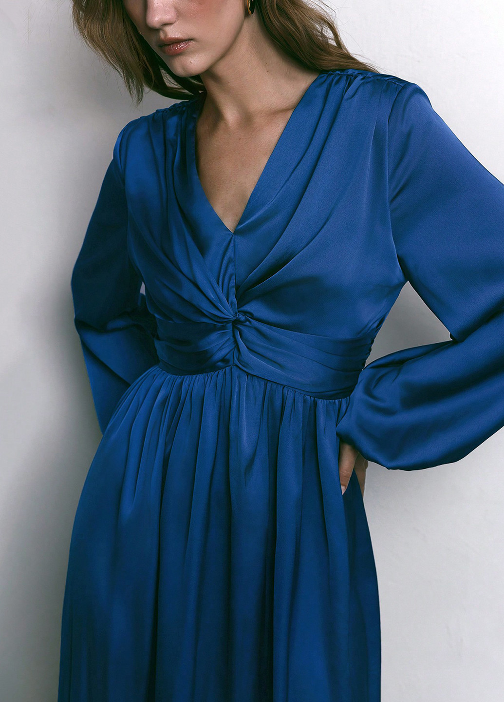 Синее кэжуал, праздничный платье в стиле ампир SHEIN однотонное