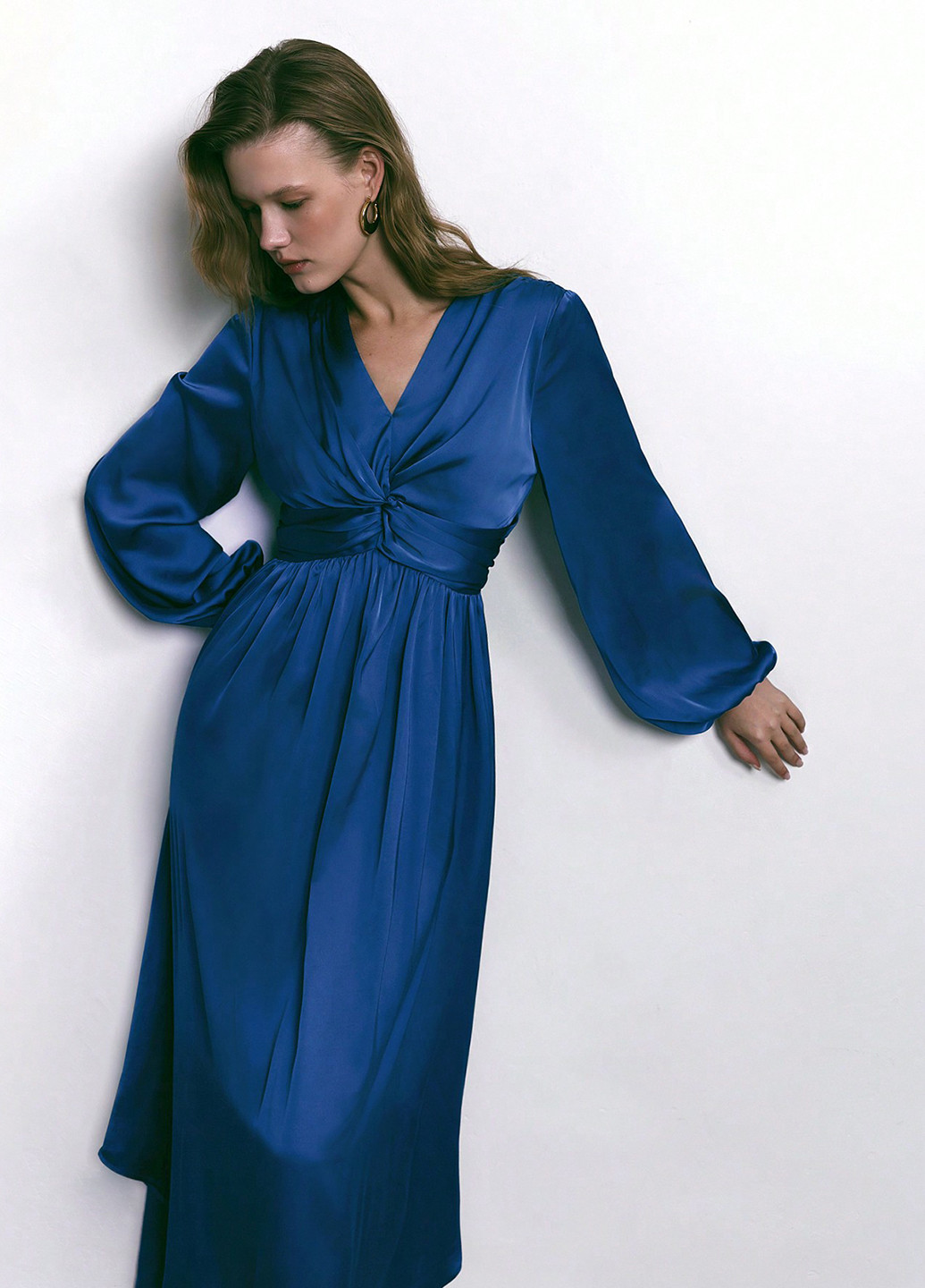 Синее кэжуал, праздничный платье в стиле ампир SHEIN однотонное