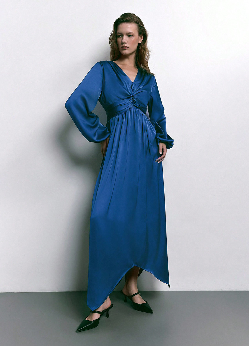 Синее кэжуал, праздничный платье в стиле ампир SHEIN однотонное