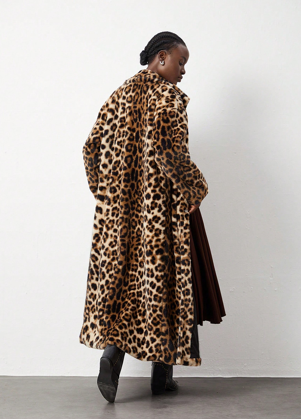 Коричневое зимнее Пальто однобортное SHEIN