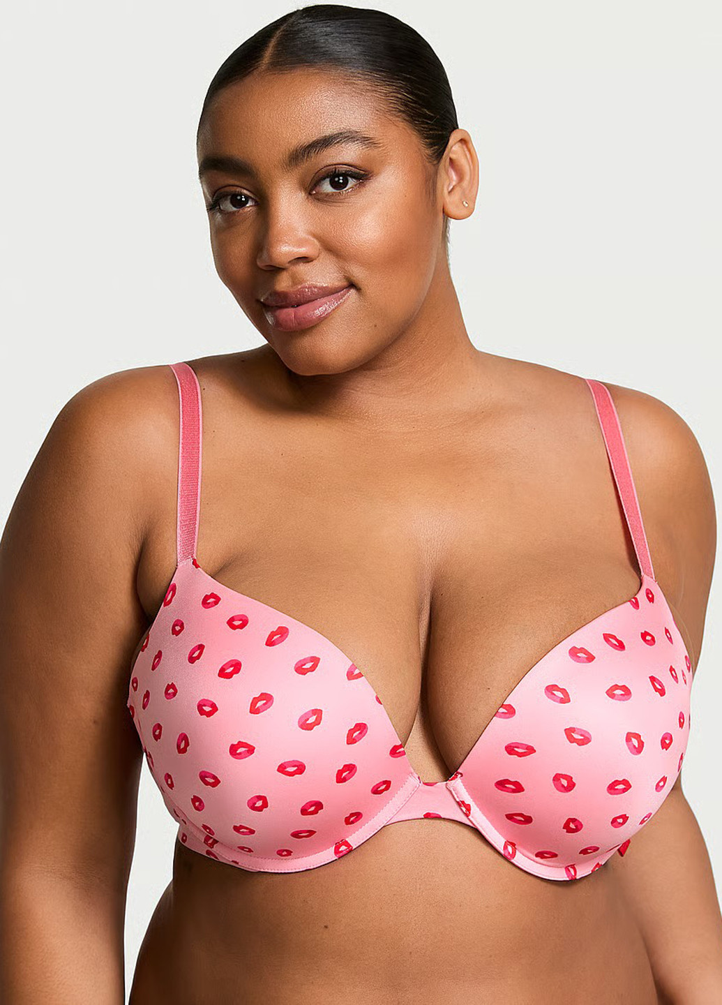 Розовый балконет бюстгальтер Victoria's Secret с косточками полиамид