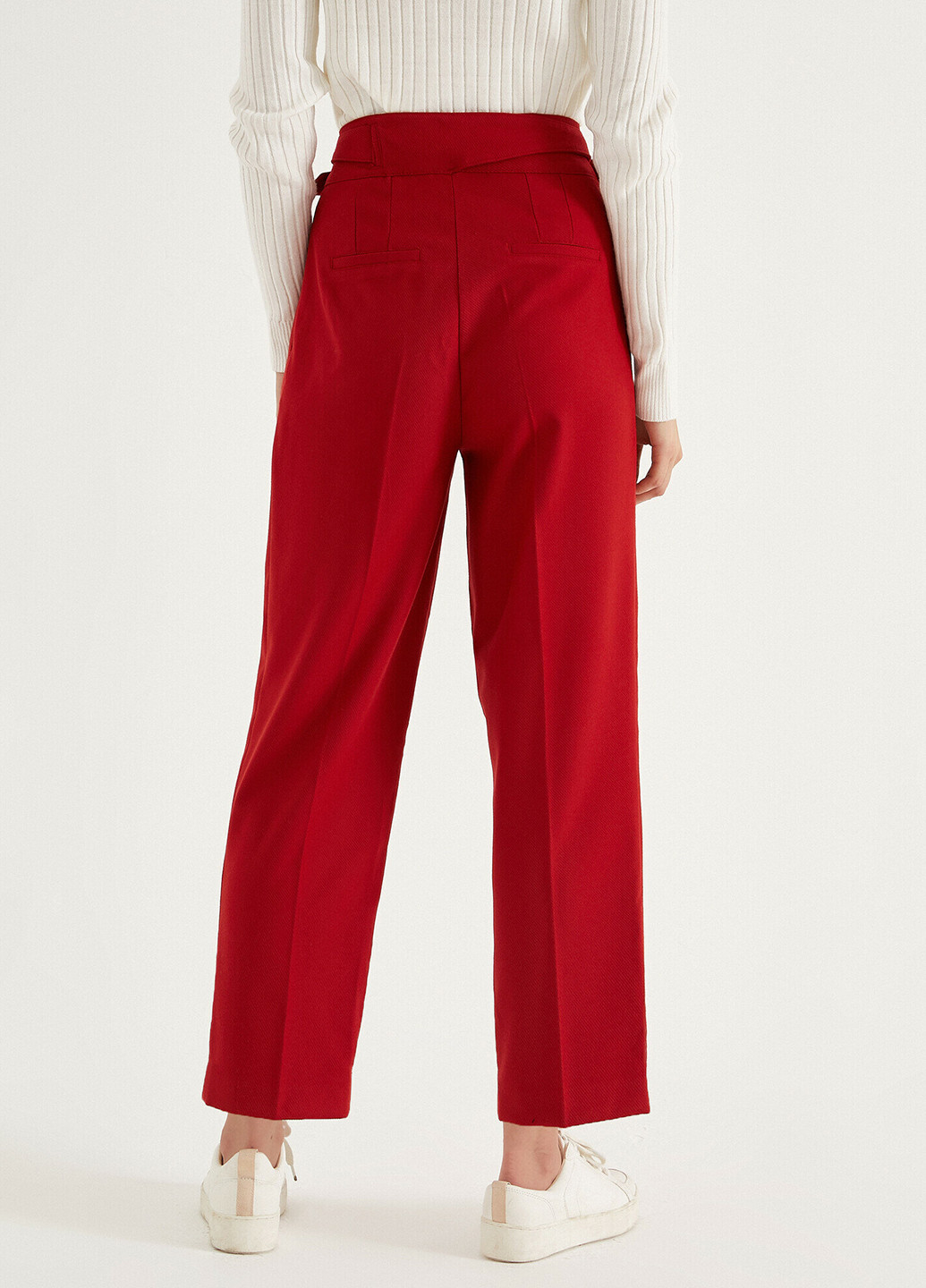 Темно-красные кэжуал летние укороченные, прямые брюки KOTON