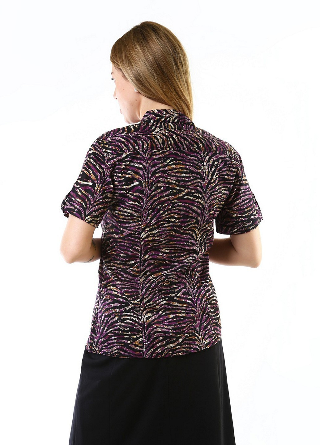 Фиолетовая кэжуал рубашка с абстрактным узором S.Oliver