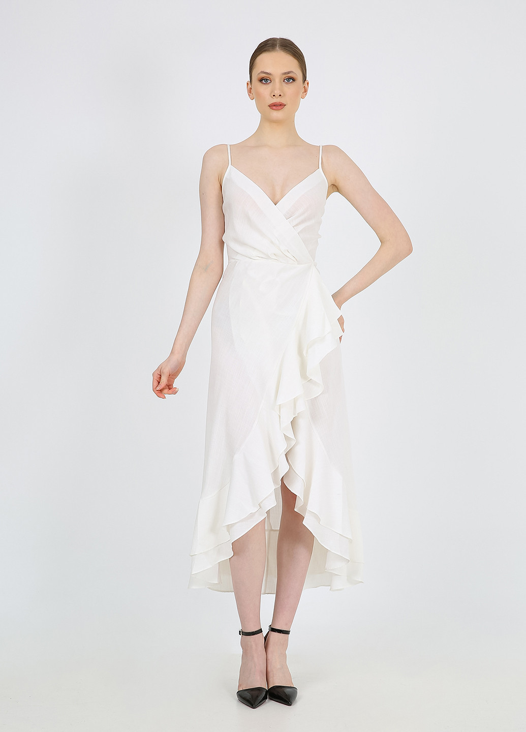 Молочна кежуал сукня на запах Casalini однотонна