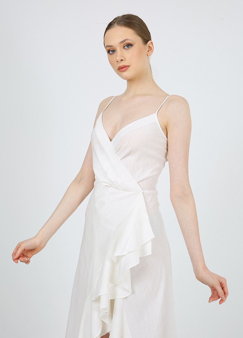 Молочна кежуал сукня на запах Casalini однотонна