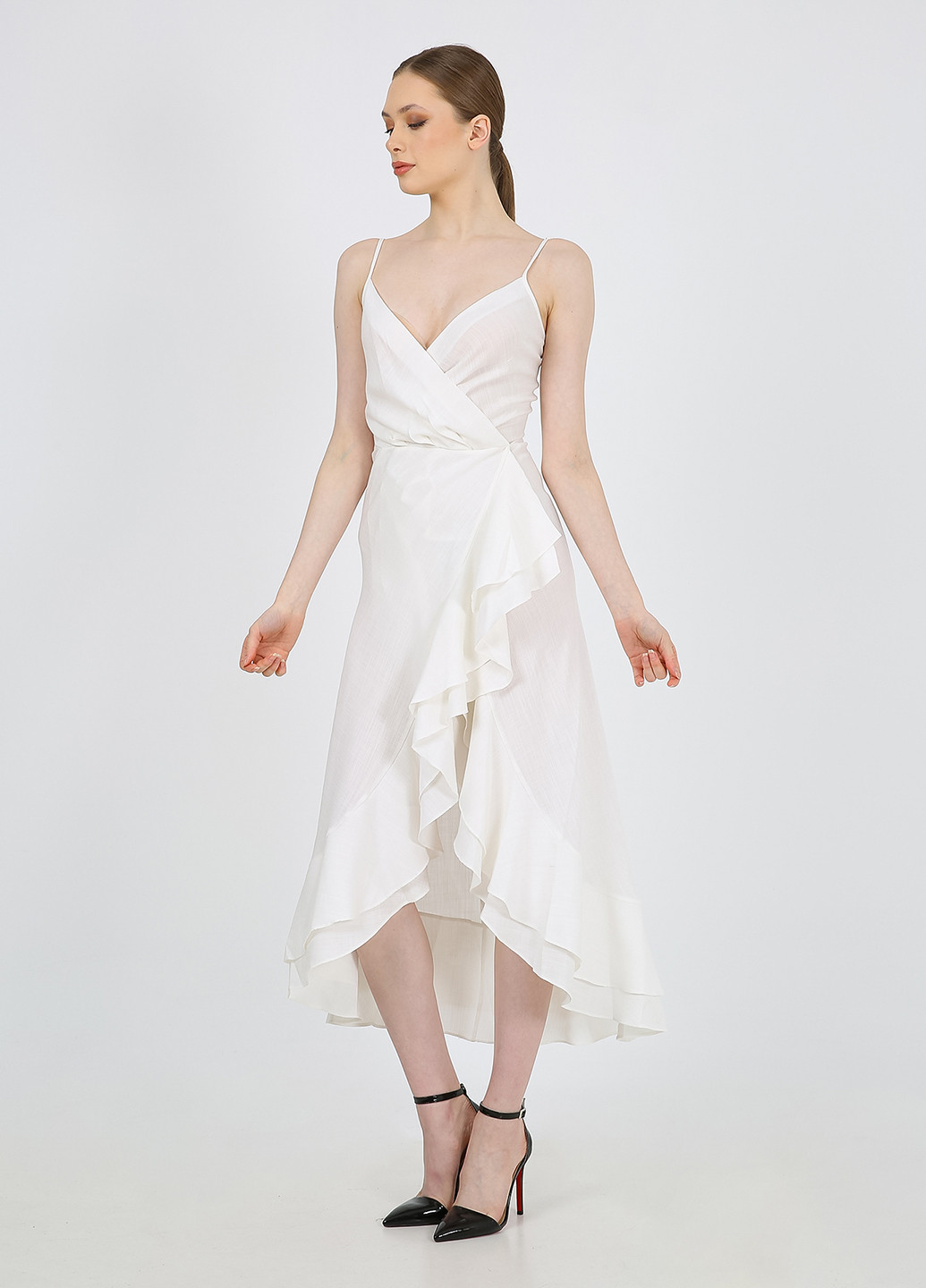 Молочна кежуал сукня на запах Casalini однотонна