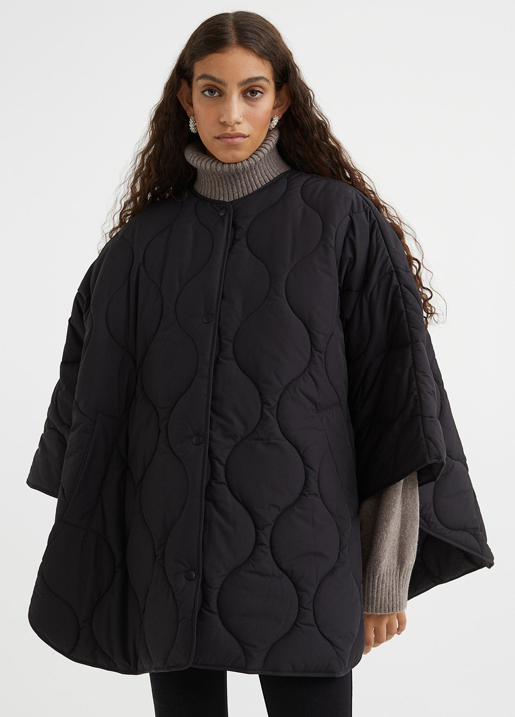 Черная демисезонная куртка вільного крою весняно-осіння H&M