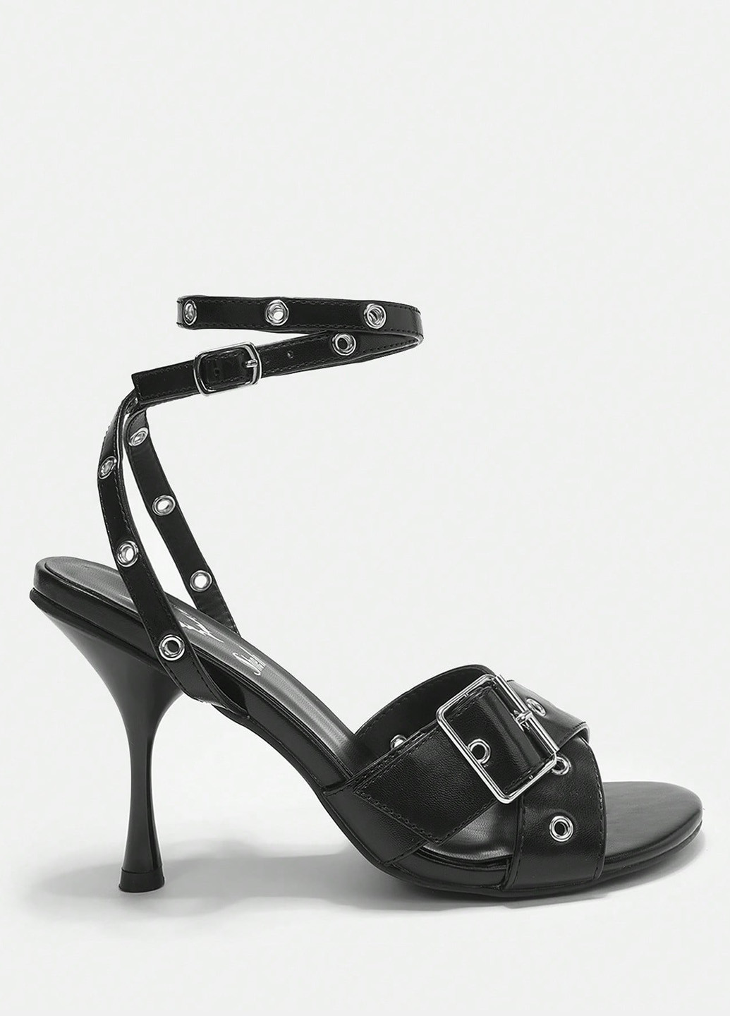 Черные босоножки SHEIN с ремешком с пряжкой, люверсы