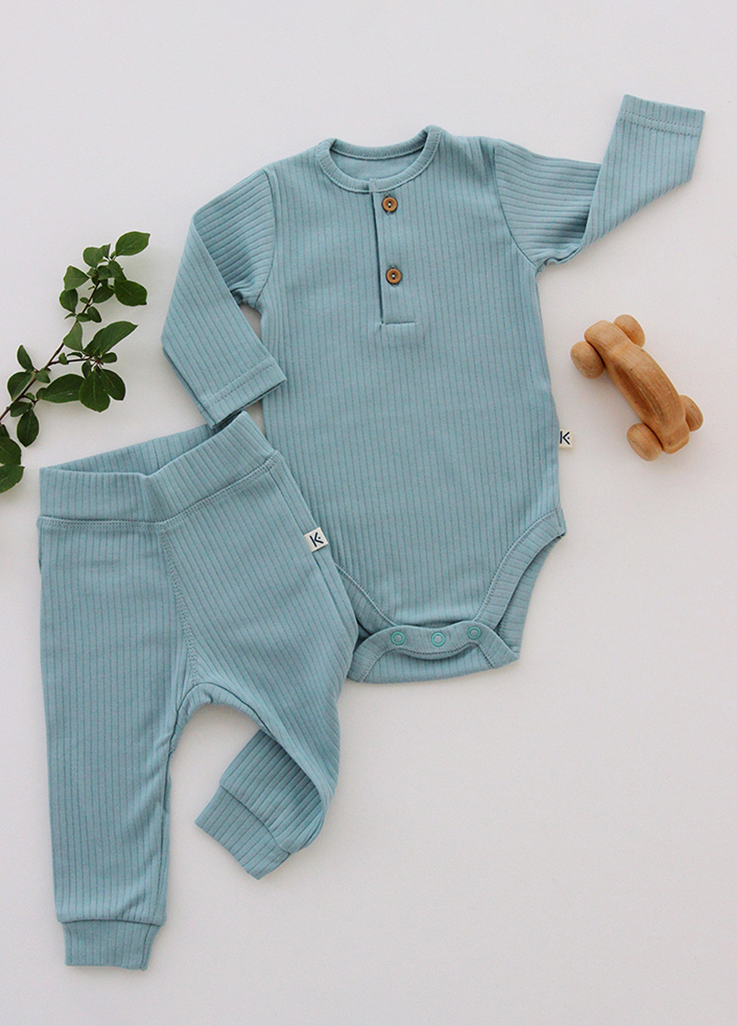 Блакитний демісезонний комплект (боді, штани) KRAKO