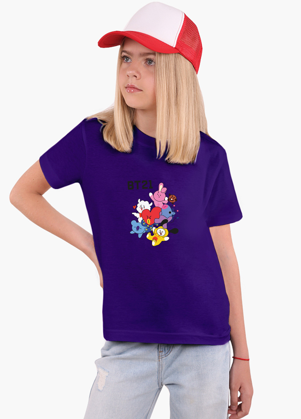 Фиолетовая демисезонная футболка детская бтс (bts)(9224-1166) MobiPrint