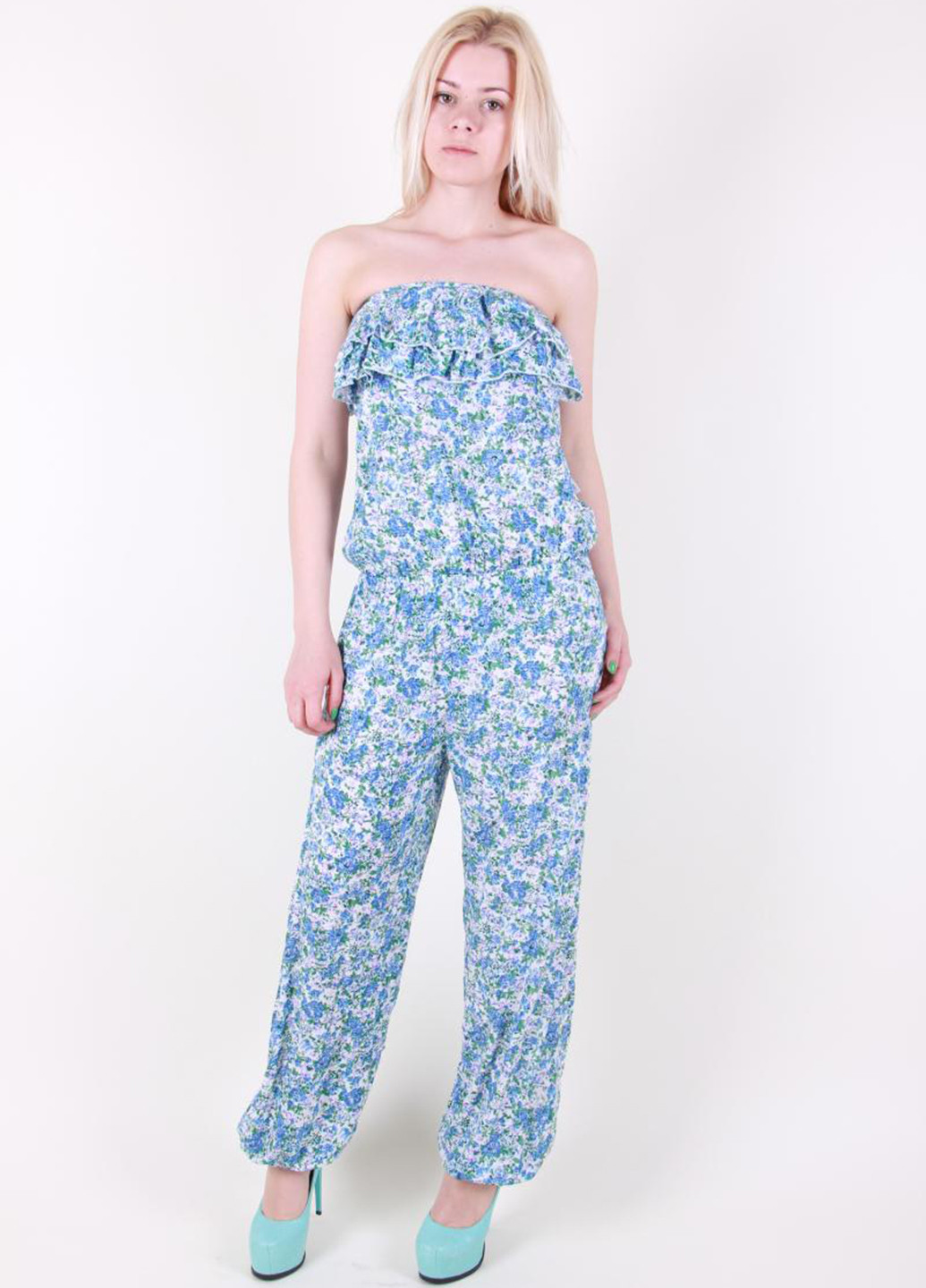 Комбинезон Marina комбінезон-брюки квітковий блакитний кежуал