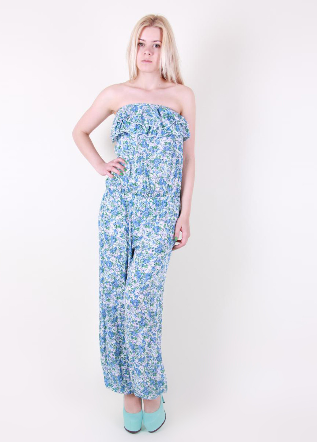 Комбинезон Marina комбінезон-брюки квітковий блакитний кежуал