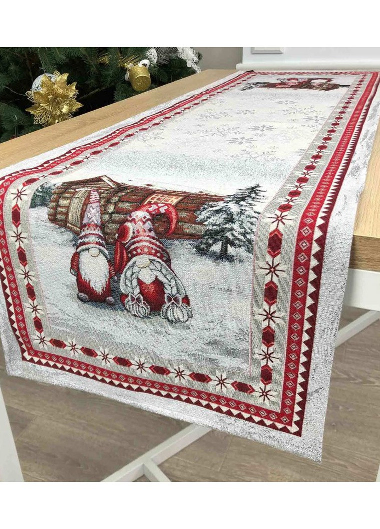 Доріжка на стіл 35х100 см Прованс новорічний білий