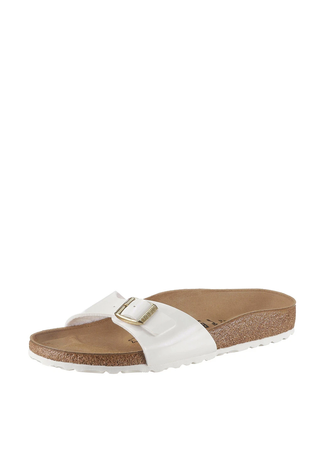 Белые шлепанцы Birkenstock с пряжкой