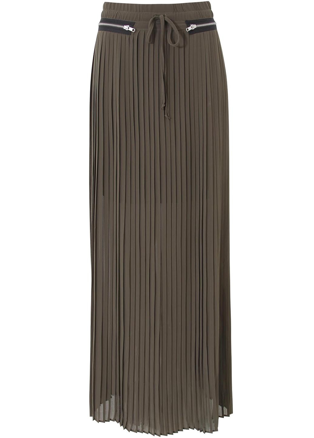 Оливковая (хаки) кэжуал однотонная юбка Oodji макси