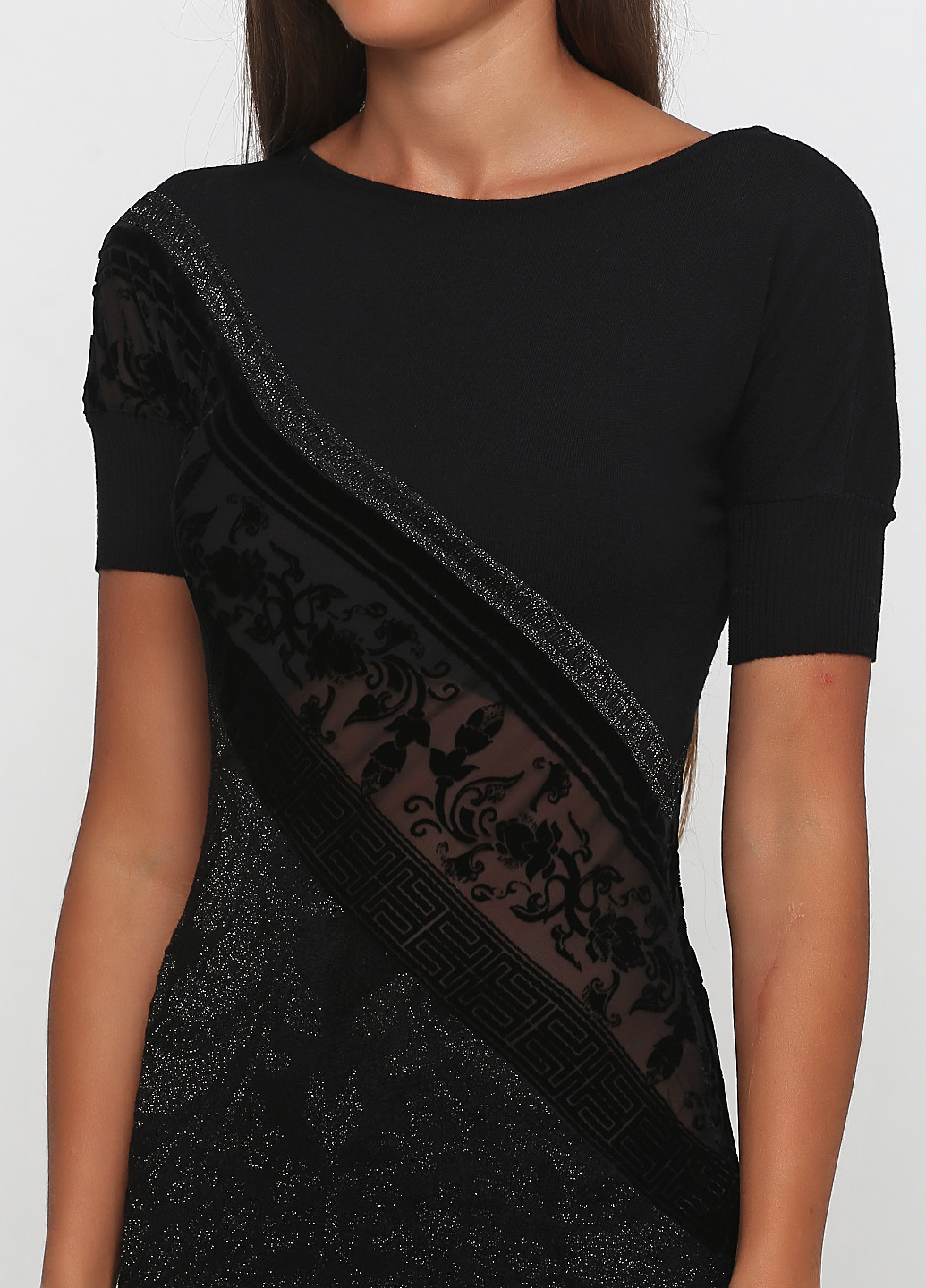 Черное кэжуал платье футляр Class Cavalli с цветочным принтом