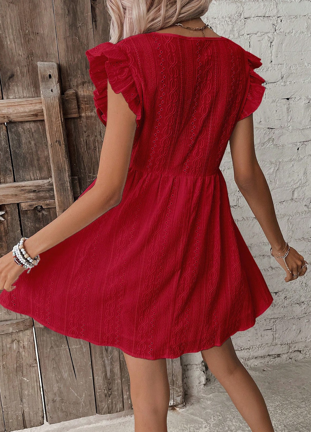 Бордовое кэжуал платье в стиле ампир SHEIN однотонное