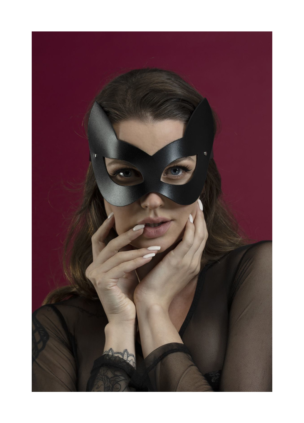 Маска кошечки - Kitten Mask, натуральная кожа, черная Feral Feelings (252374787)