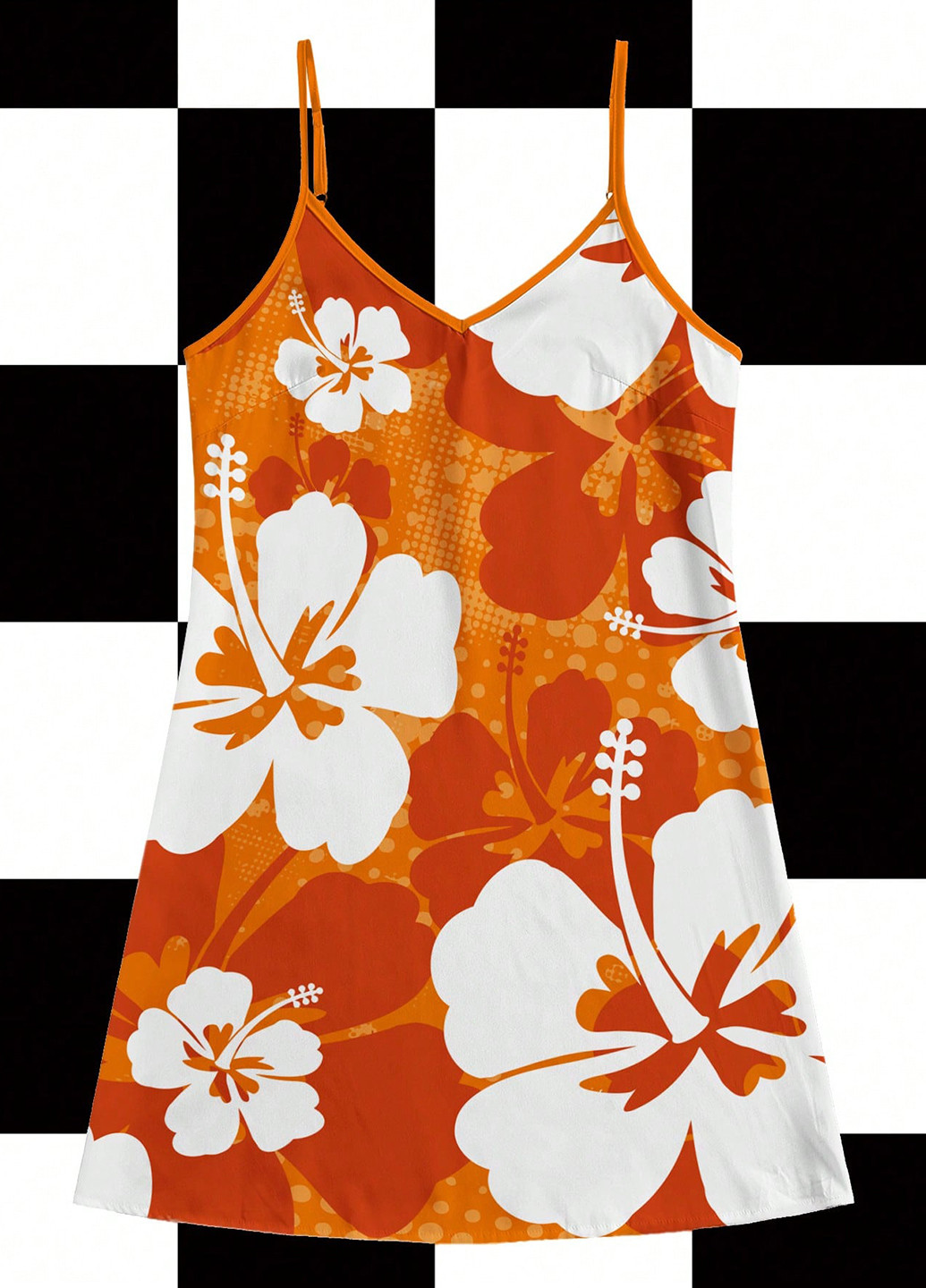 Оранжевое кэжуал платье с открытыми плечами SHEIN с цветочным принтом