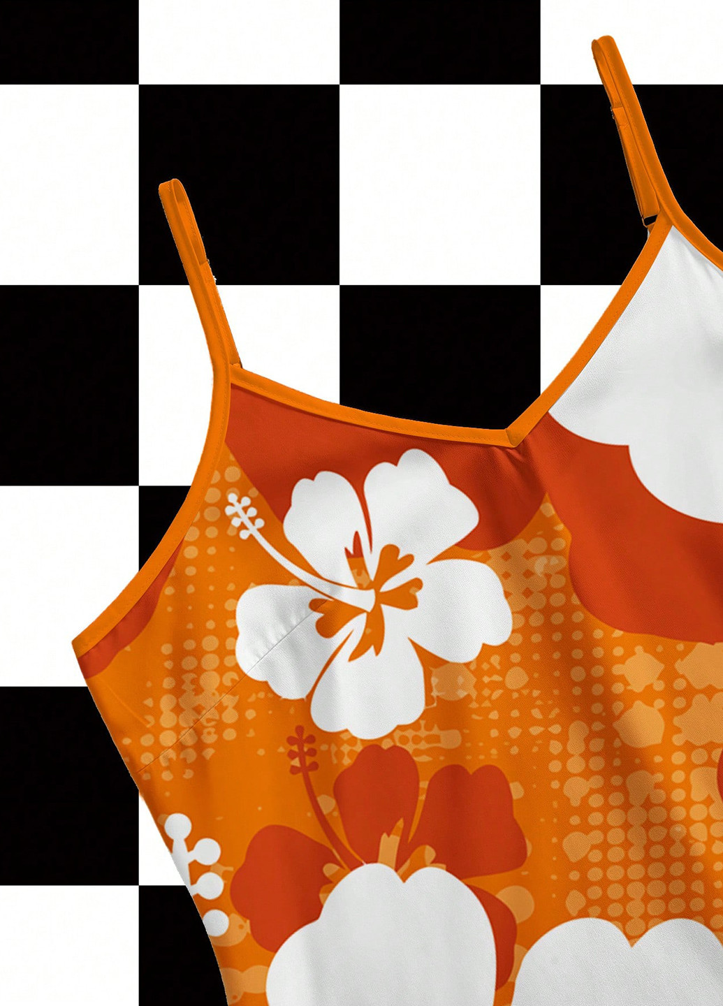 Оранжевое кэжуал платье с открытыми плечами SHEIN с цветочным принтом