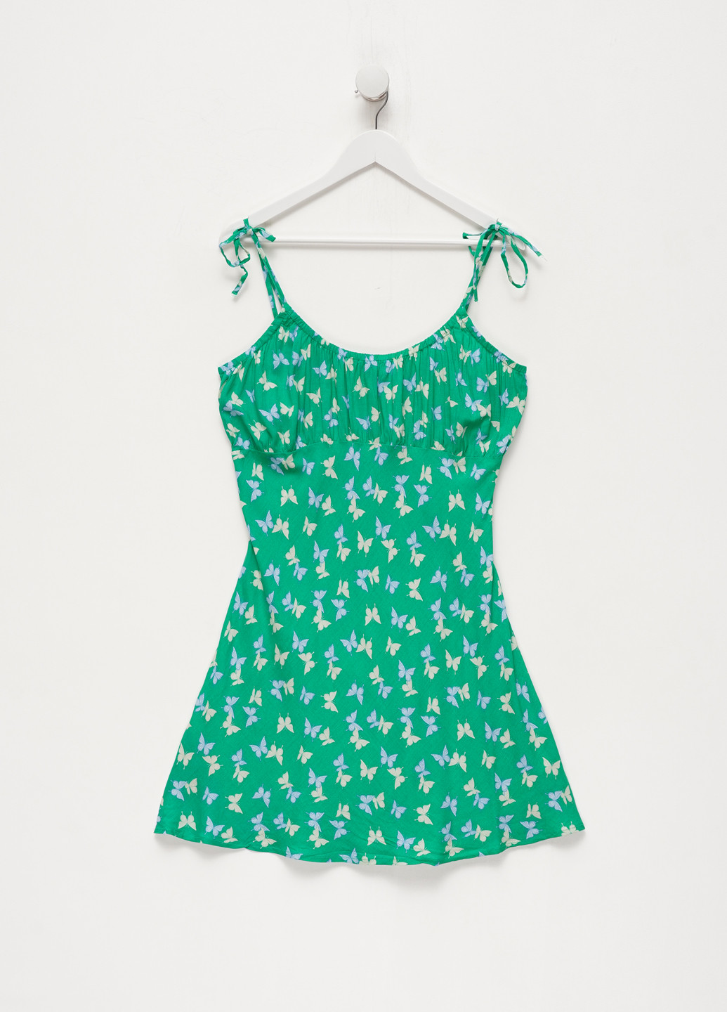 Зеленое кэжуал платье а-силуэт H&M бабочки