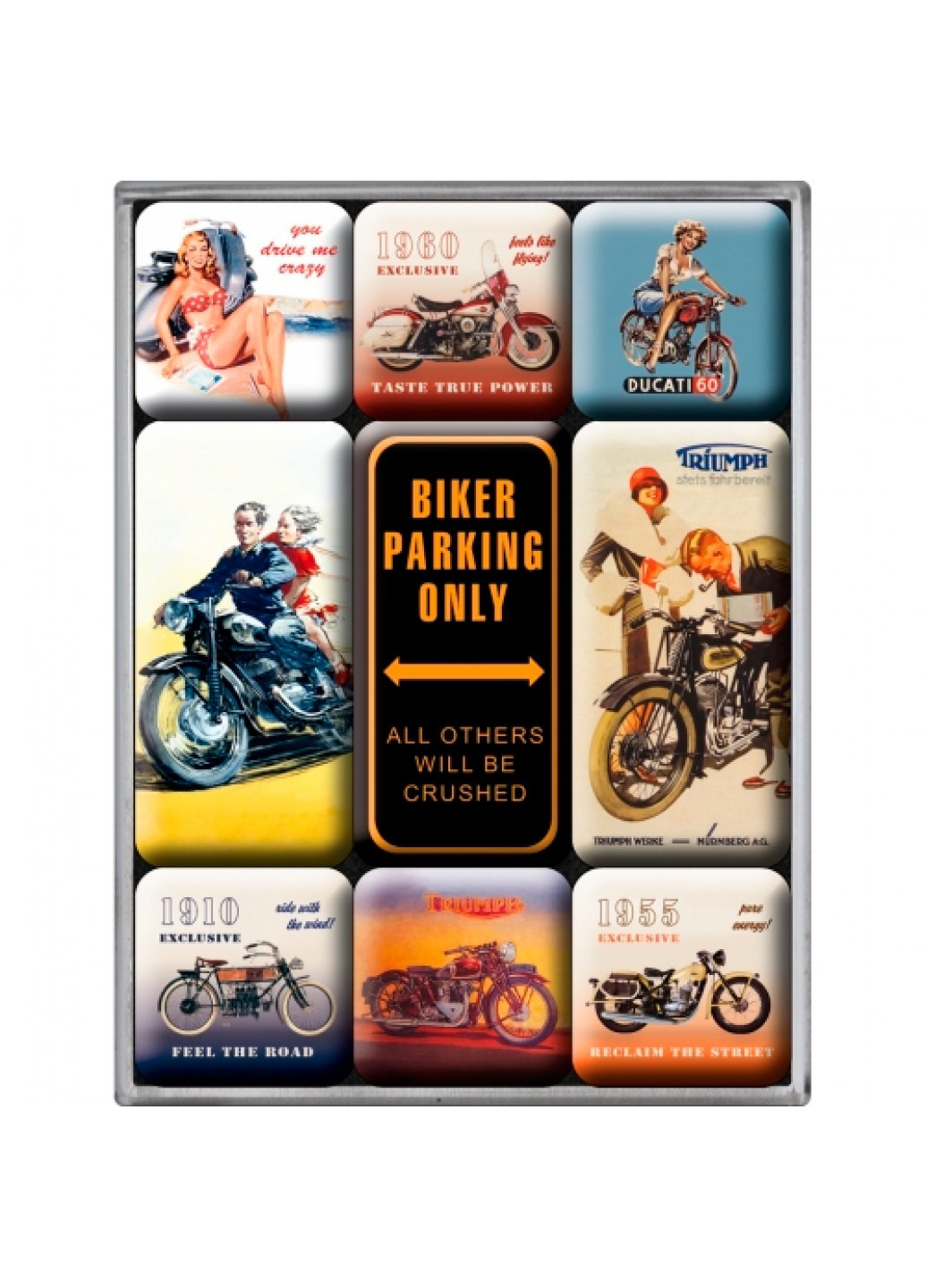Набор из 9 магнитов "Biker Parking Only" Nostalgic Art (215853552)