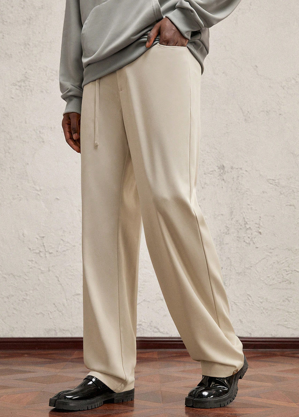 Кремовые спортивные, кэжуал демисезонные брюки SHEIN