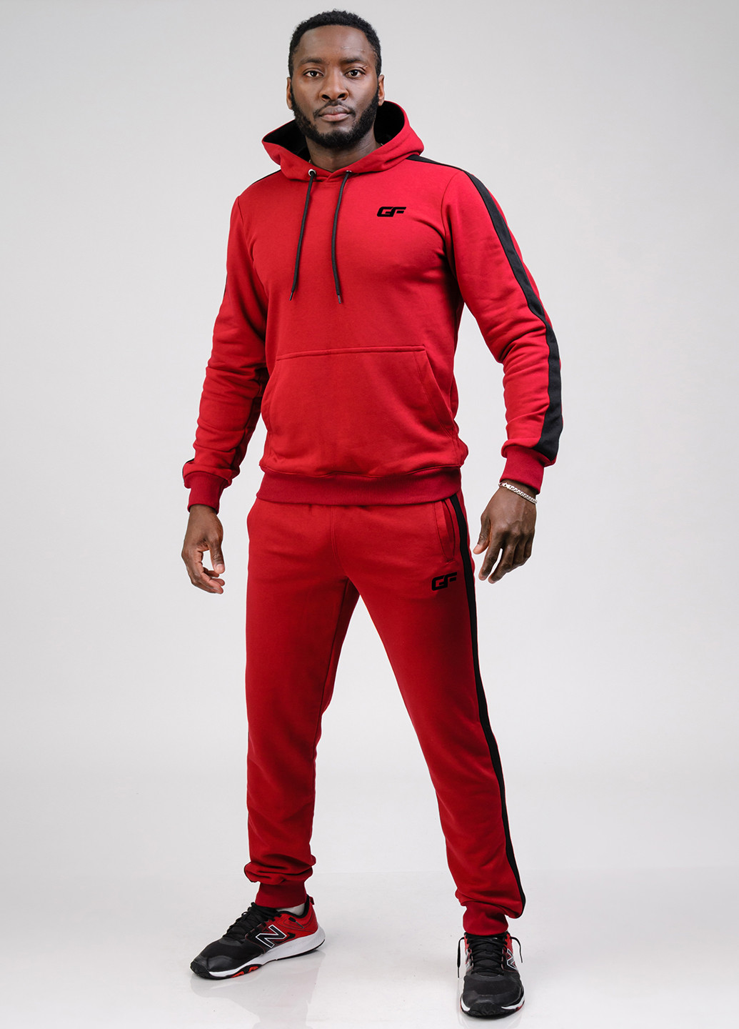 Бордовий демісезонний костюм (худі, брюки) брючний Go Fitness