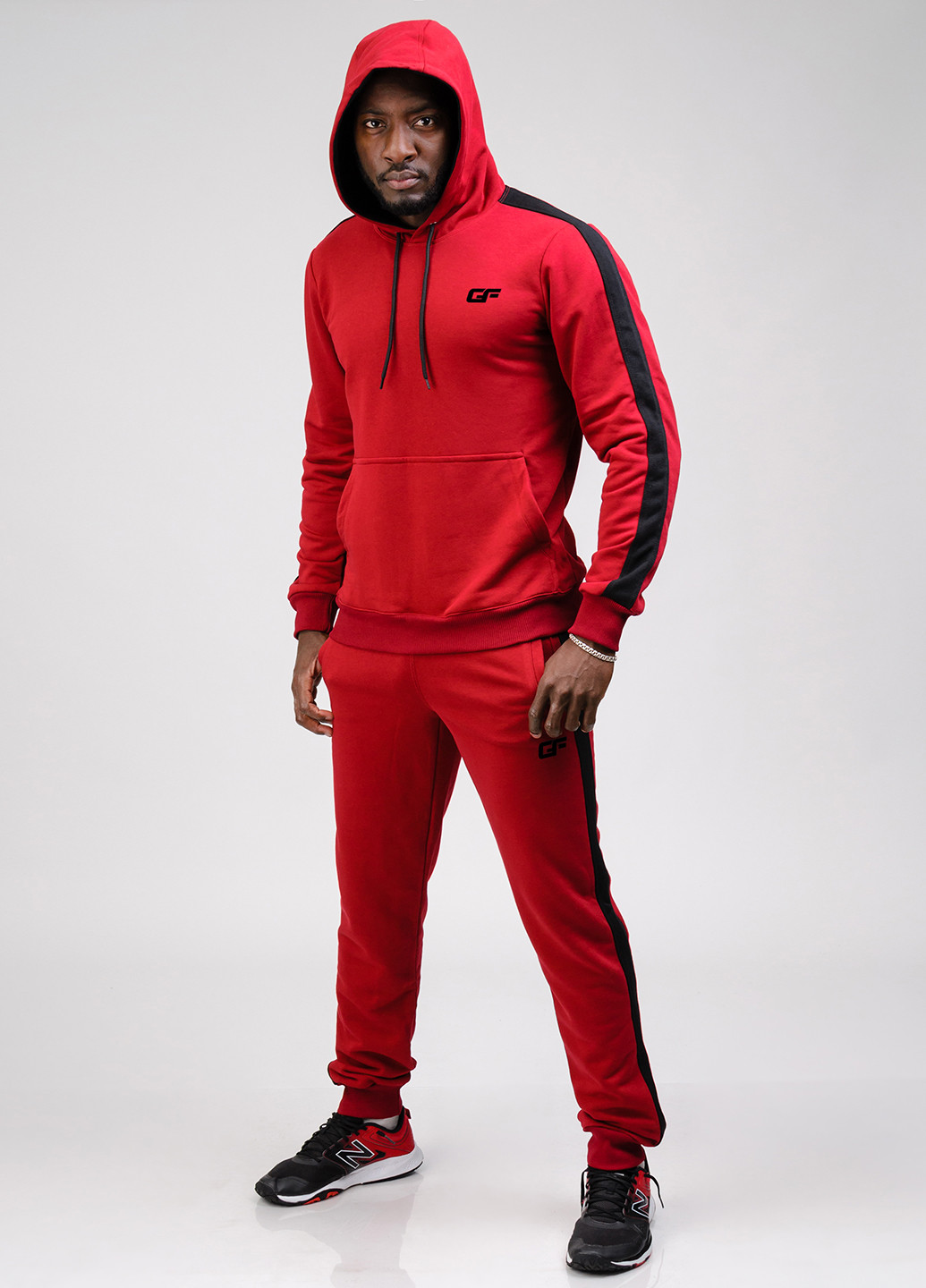 Бордовый демисезонный костюм (худи, брюки) брючный Go Fitness