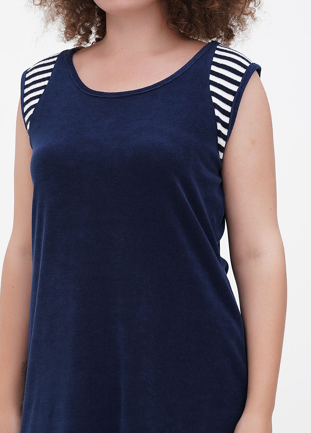 Темно-синее домашнее платье а-силуэт Plantier однотонное