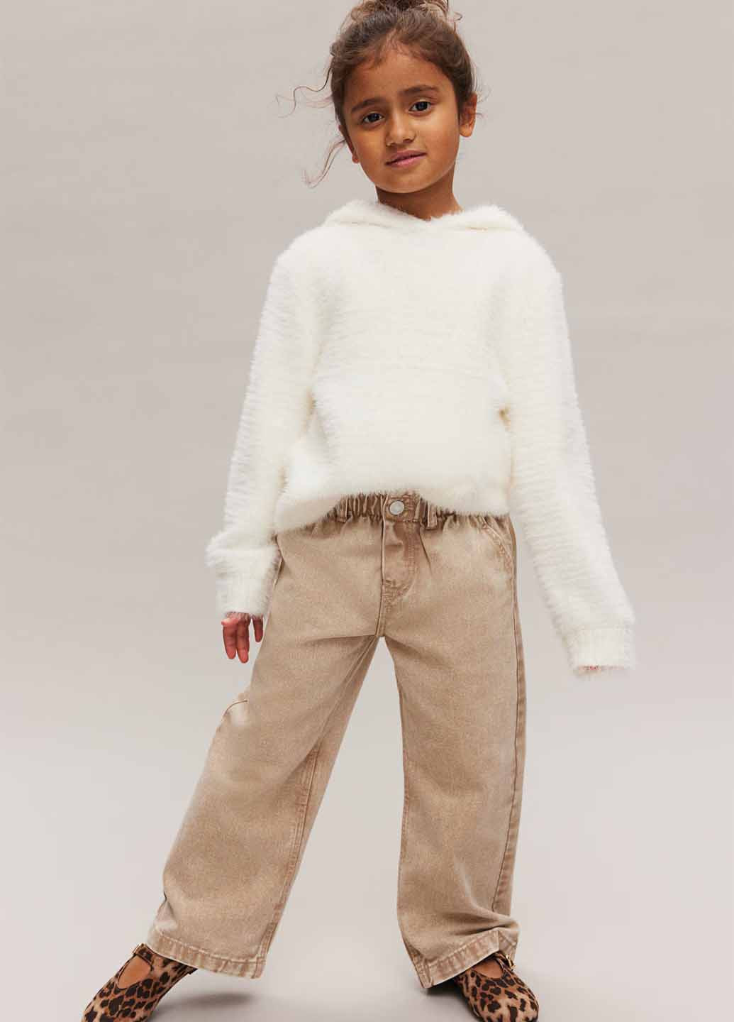 Бежевые демисезонные прямые джинсы H&M