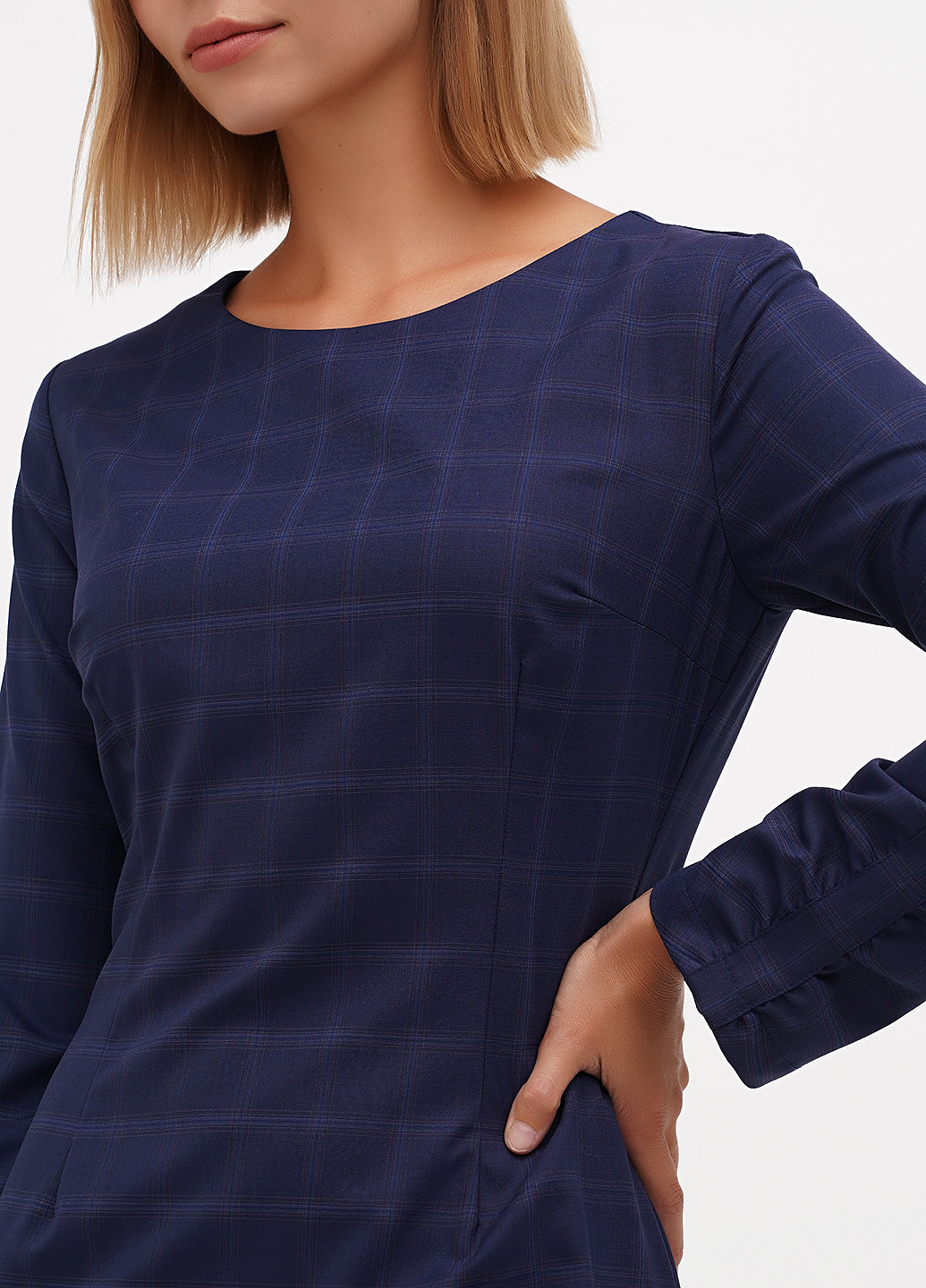 Темно-синя кежуал сукня Sassofono Club в клітинку