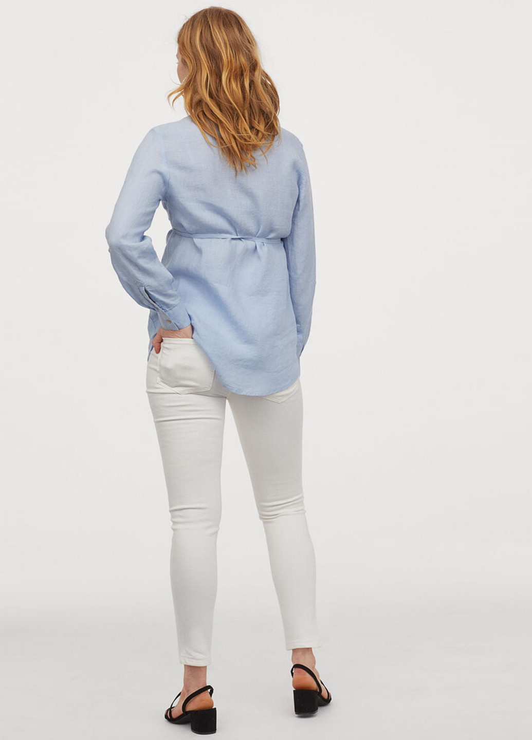 Джинси для вагітних H&M завужені однотонні білі джинсові бавовна