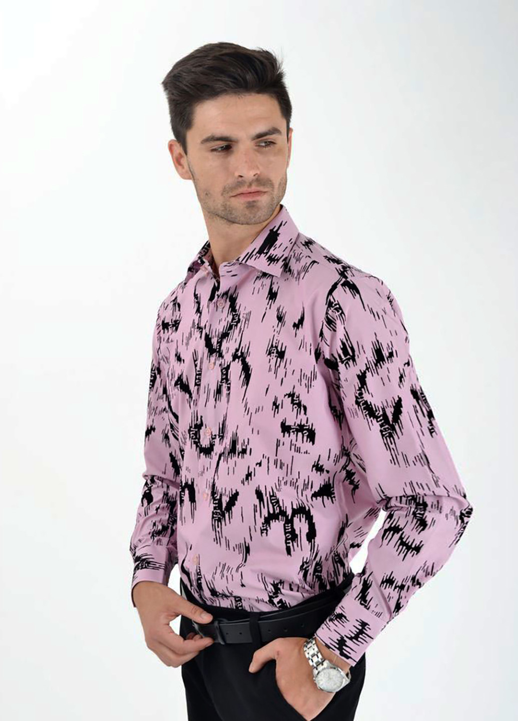 Розовая кэжуал рубашка с абстрактным узором Ager с длинным рукавом