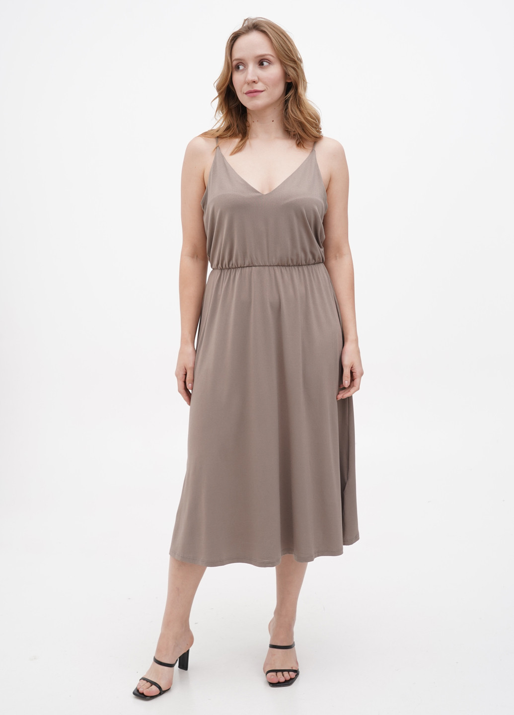 Світло-коричнева кежуал сукня кльош H&M однотонна