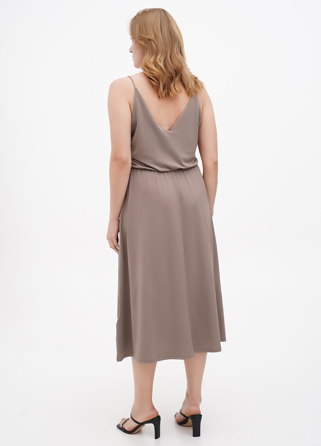 Світло-коричнева кежуал сукня кльош H&M однотонна