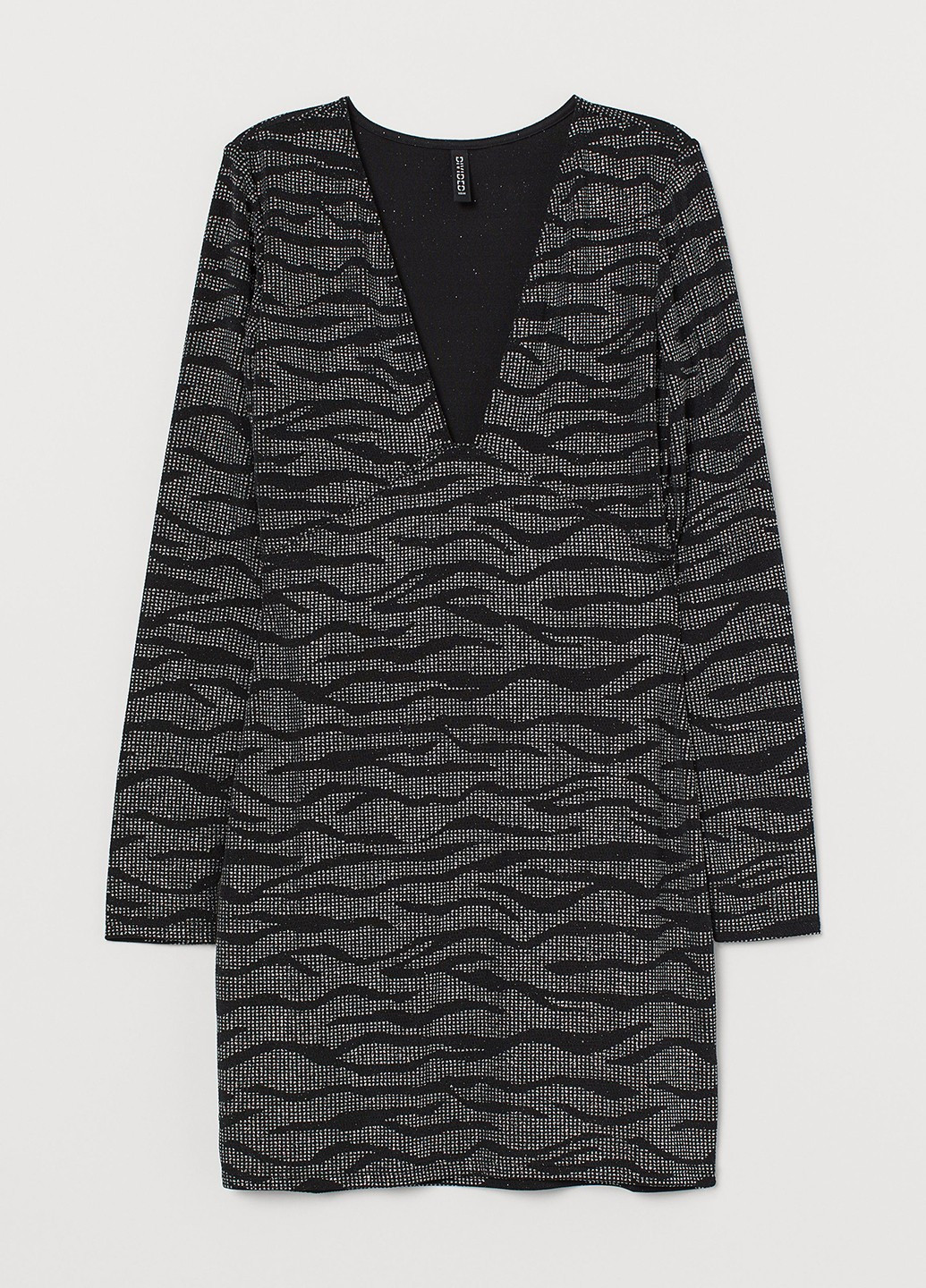 Темно-серое коктейльное платье силуэтная, в стиле ампир H&M с животным (анималистичным) принтом