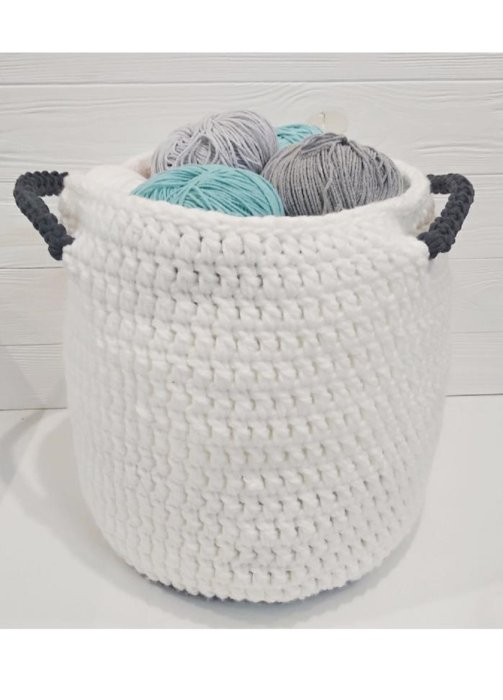 Вязаная корзина для белья корзинка для хранения вещей игрушек из трикотажной нити ручной работы 30х35 см (23547-Нов) Francesco Marconi (251807628)