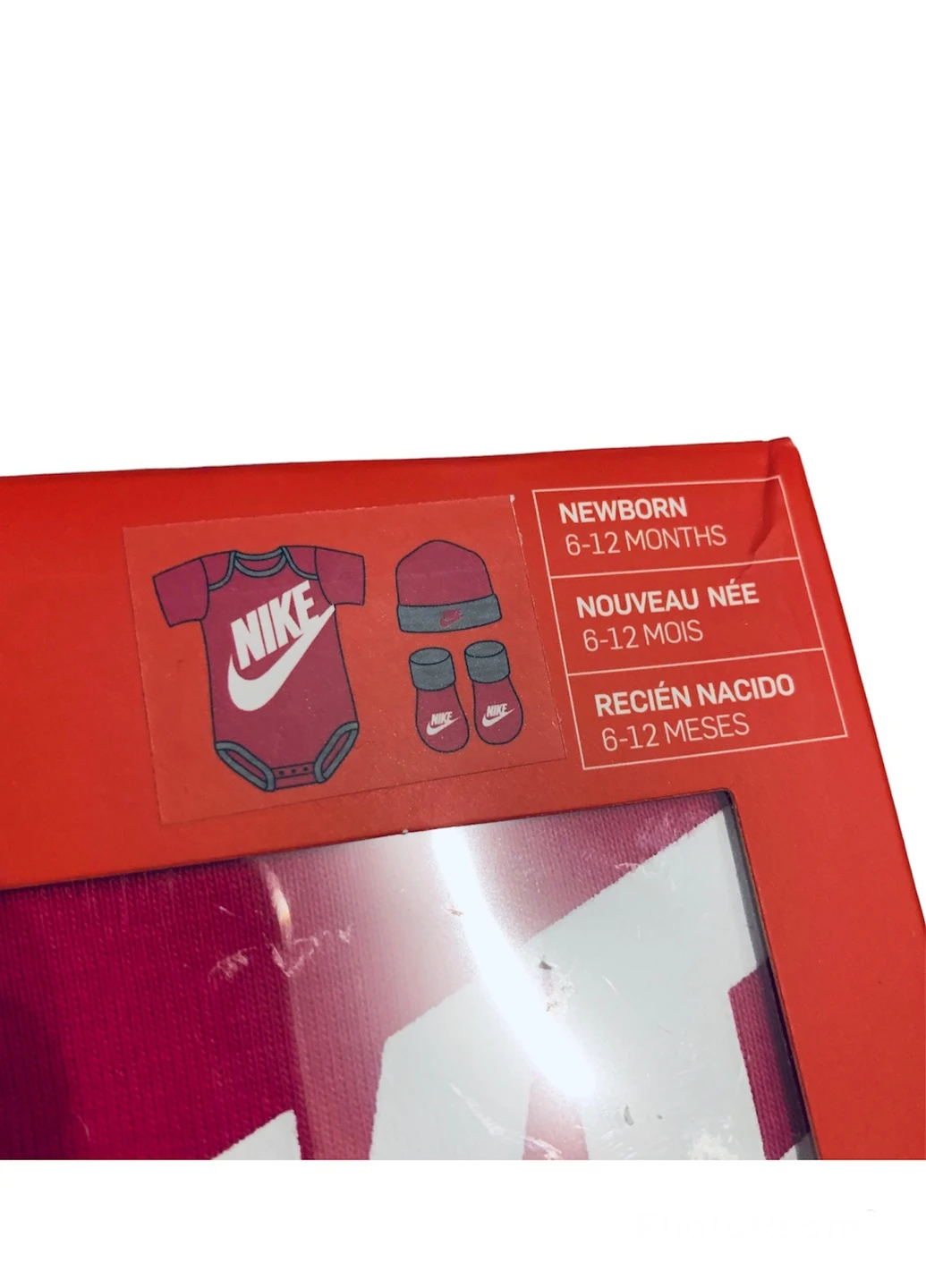 Розовый комплект боди, шапочка и пинетки Nike